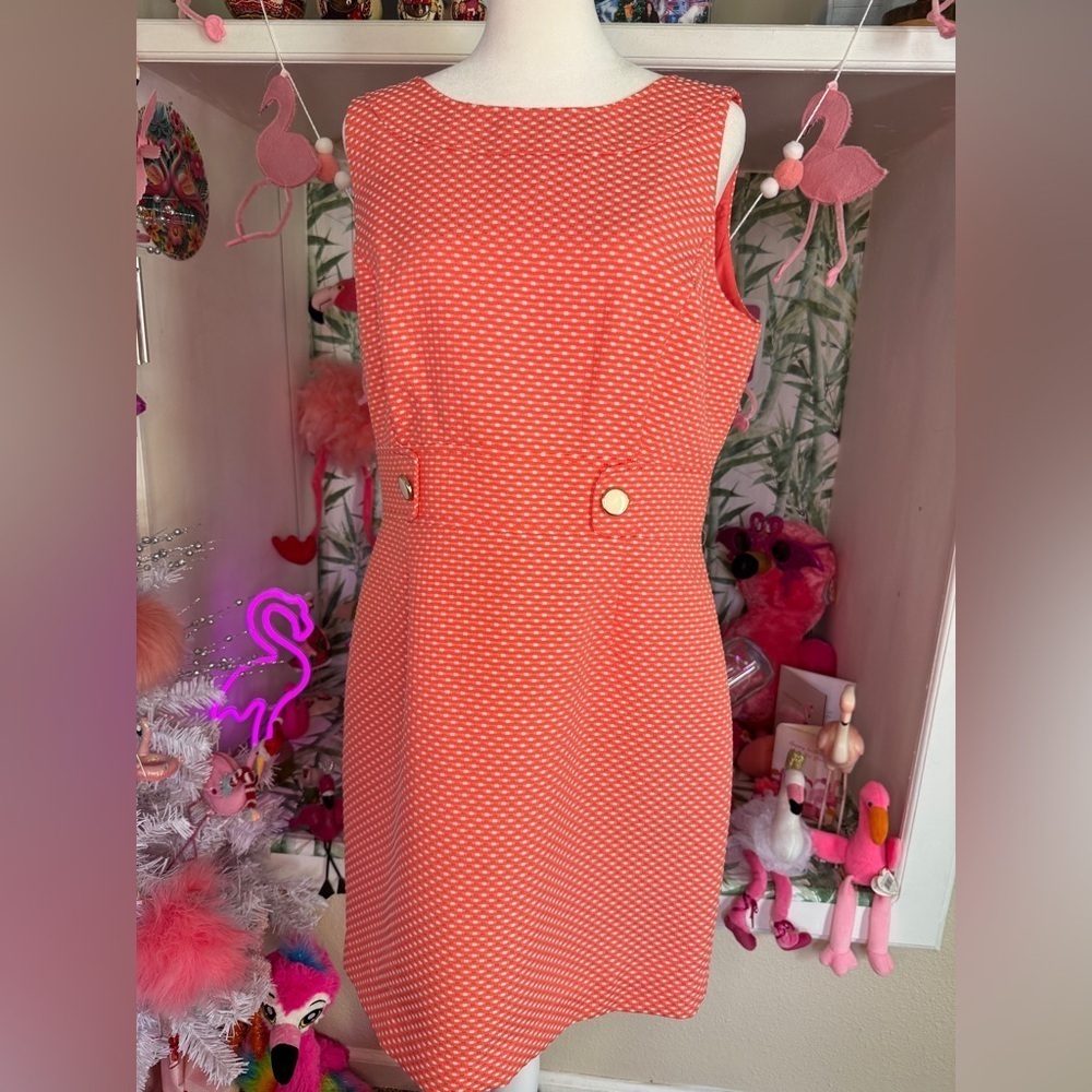 Tahari-Levine Elegant Coral Sleeveless Knee Length Dress